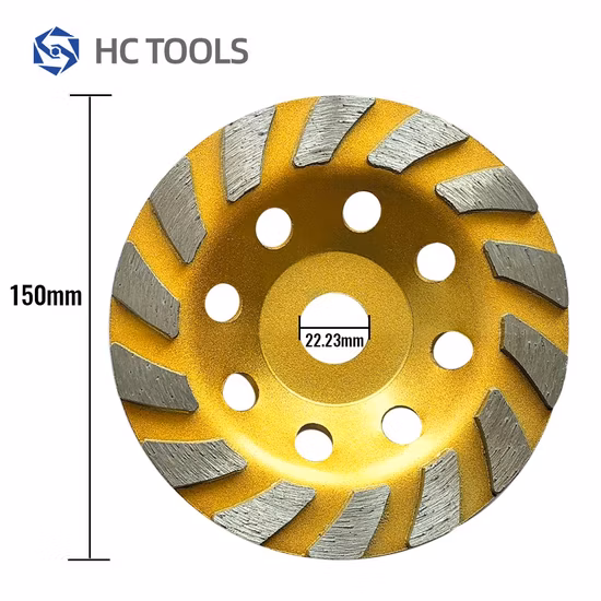 콘크리트 테라조 스톤용 6인치 150mm 다이아몬드 그라인딩 컵 휠 그라인딩 도구